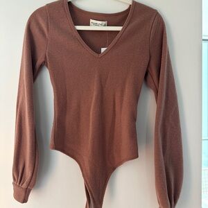 Abercrombie & Fitch Brown Long Sleeve Bodysuit